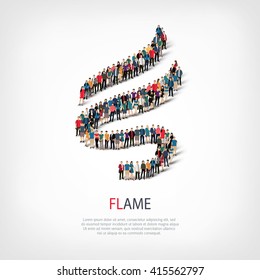 flame people sign 3d