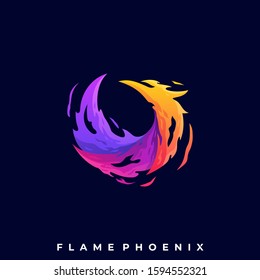 Flame Phoenix Illustration Vector Template. Suitable for Creative Industry, Multimedia, entertainment, Educations, Shop, and any related business