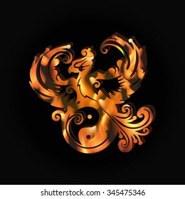 Flame Phoenix with Yin-Yang symbol