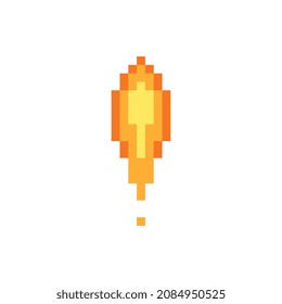Llama. Icono de fuego de arte de píxeles. Diseño de punto. Ilustración vectorial aislada de la hoguera. Sprite de 8 bits. Estilo gráfico de computadora de la vieja escuela.