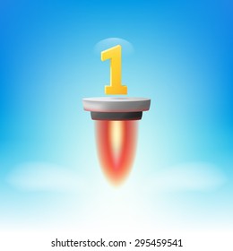 flame platform with numeric flying in the sky.