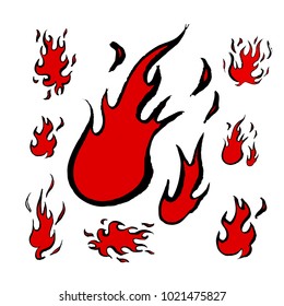 Flame print / Hand drawn pattern illustrations - vector