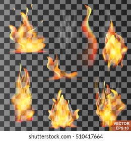 flame. Realistic fire. Smoke. Bonfire. For your design.