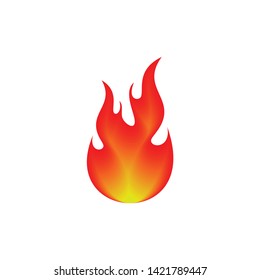 Flame red and yellow , fire over white background