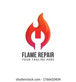 flame repair fire abstract shape hot fast quick illustration logo