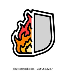 Icono de color ignífugo. Vector ignífugo. Ilustración de símbolo aislado