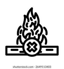 vetor de ícone de linha de retardante de chama. sinal de retardante de chama. símbolo de contorno isolado ilustração preta