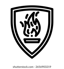 vetor de ícone de linha de retardante de chama. sinal de retardante de chama. símbolo de contorno isolado ilustração preta