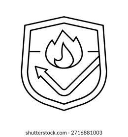Icono de línea retardante de llama. Vector retardante de llama. Ilustración negra de contorno aislado