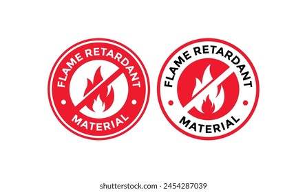 Flame retardant material or fire resistant badge logo design. Suitable for product label and fabric information sign