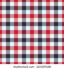 Flame Scarlet, Brilliant White and Black  Tartan  Plaid  Seamless Pattern. Flannel  Shirt Tartan Patterns. Trendy Tiles Vector Illustration for Wallpapers.
