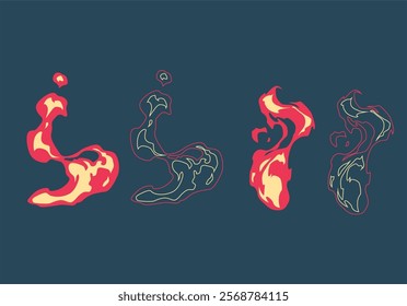 Flame set cartoon vector illustration