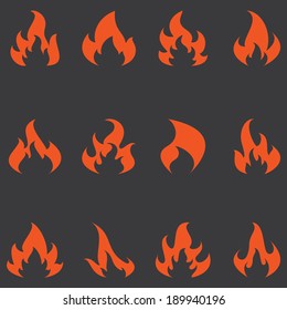 Flame set of vector icons. Different fire are all on separate layers so they can easily be moved or edited individually.