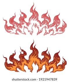 Flame Shape. Art Detailed Editable Illustration. Vector Vintage Engraving. Isolated On White Background. 8 EPS