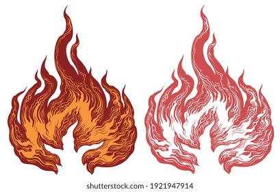 Flame shape. Art detailed editable illustration. Vector vintage engraving. Isolated on white background. 8 EPS