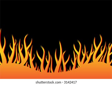 Flame shapes with different colors over black background