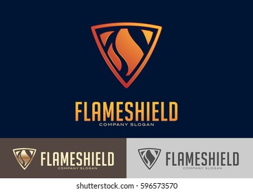 Flame Shield Logo Template Design Vector 