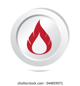 Flame sign button icon illustration