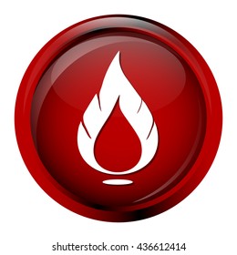 Flame sign button icon illustration