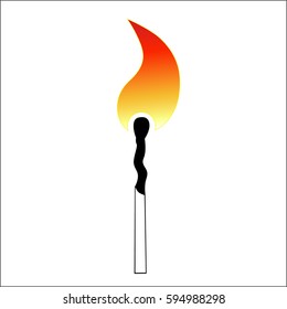 flame sign vector, match is burning vector isolated, match flames vector icon illustration