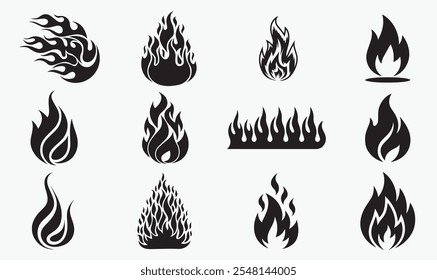 Flame  Silhouette Bundle, Flame 
 Icon Set.