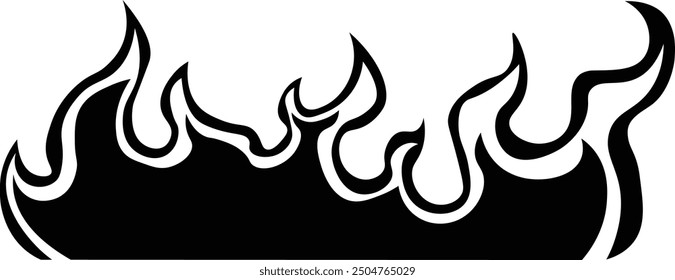 Flame Silhouette Design on White Background. Vector Illustration