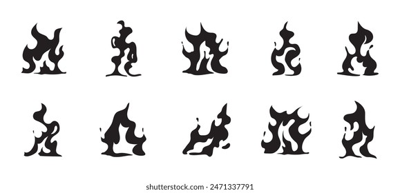 Flame Silhouette Illustration Vector Set