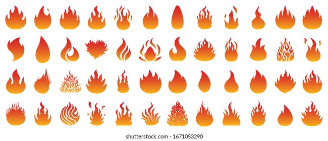 
Flame silhouette set of various shapes
