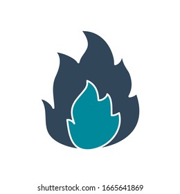 Flame silhouette style icon design of Fire bonfire hot burn light flammable heat and campfire theme Vector illustration