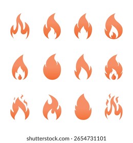 Flame Silhouettes Icon Set Vector Design.