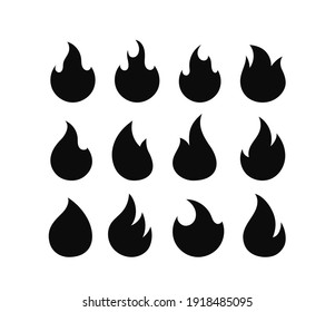 Flame silhouettes isolated on white background vector set