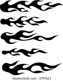 Flame silhouettes, for use a Illustrator brushes or other applications