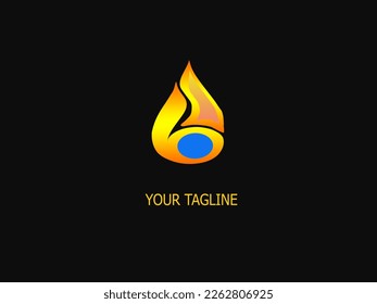 flame simple logo with blue color circle