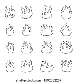 flame sketches icons set vector