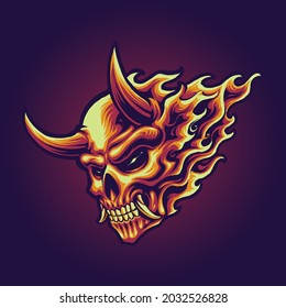 the flame skull illustration vector