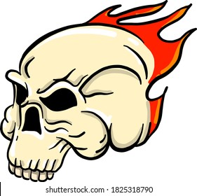 Flame skull, illustration, vector on white background