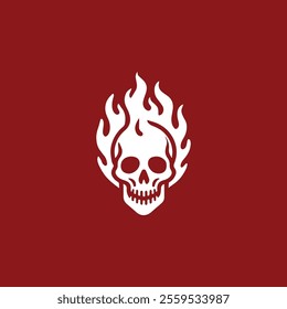 Flame skull logo for sale.