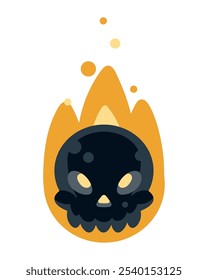 flame skull video games item isolated