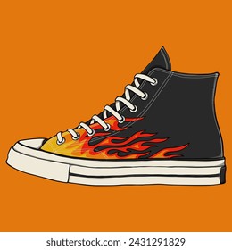 Flame Sneakers Zapatos Ilustración vectorial