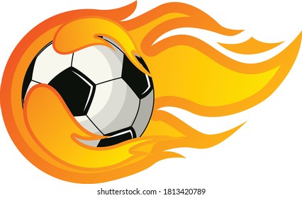 flame with soccer football cartoon vector art and illustration