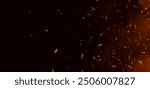 Flame with sparks, fire with flying cinder, abstract glowing embers, heat sparkles, bokeh fire texture. Vector illustration.