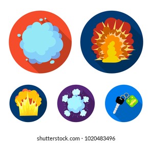 Flame, sparks, hydrogen fragments, atomic or gas explosion. Explosions set collection icons in flat style vector symbol stock illustration web.