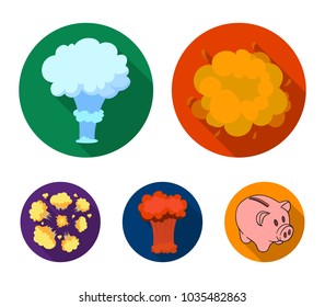 Flame, sparks, hydrogen fragments, atomic or gas explosion. Explosions set collection icons in flat style vector symbol stock illustration web.