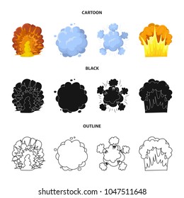 Flame, sparks, hydrogen fragments, atomic or gas explosion. Explosions set collection icons in cartoon,black,outline style vector symbol stock illustration web.