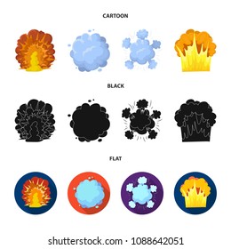 Flame, sparks, hydrogen fragments, atomic or gas explosion. Explosions set collection icons in cartoon,black,flat style vector symbol stock illustration web.