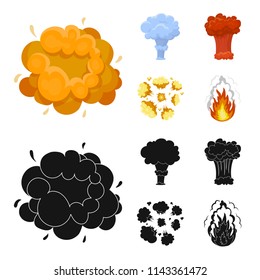 Flame, sparks, hydrogen fragments, atomic or gas explosion. Explosions set collection icons in cartoon,black style vector symbol stock illustration web.