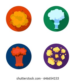 Flame, sparks, hydrogen fragments, atomic or gas explosion. Explosions set collection icons in flat style vector symbol stock illustration web.