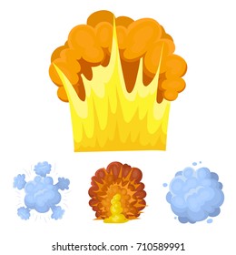 Flame, sparks, hydrogen fragments, atomic or gas explosion. Explosions set collection icons in cartoon style vector symbol stock illustration web.