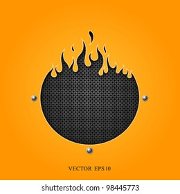flame speakers orange background. vector illustration