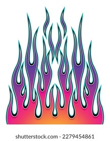 Flame sports car decal vinyl sticker. Racing car speed fire flames vector art graphic. Bonnet flame decoration for car, auto, truck, boat, suv and motorcycle tank.